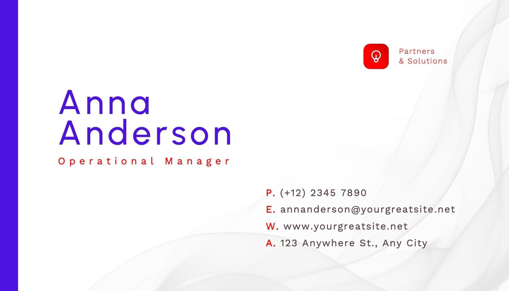 Purple White Operational Manager Business Card template