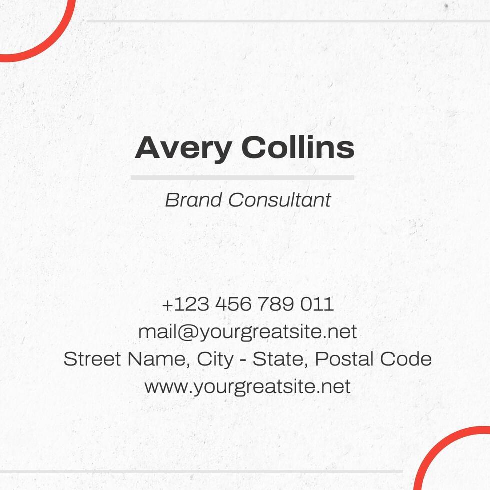 Generic Square Business Card template
