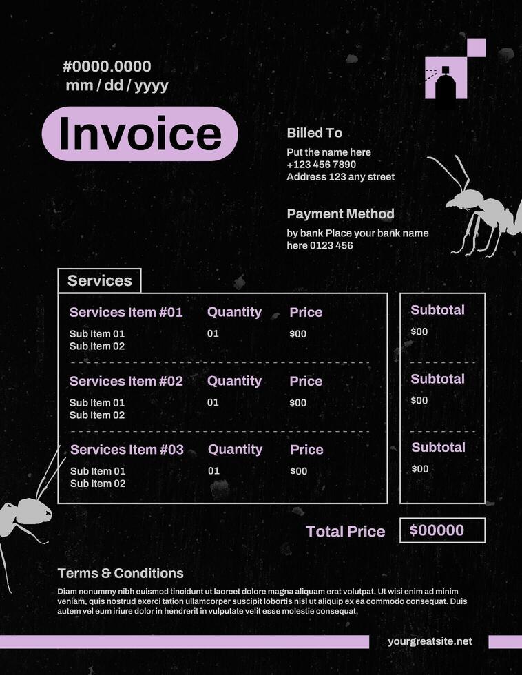Black Pest Control Invoice Template