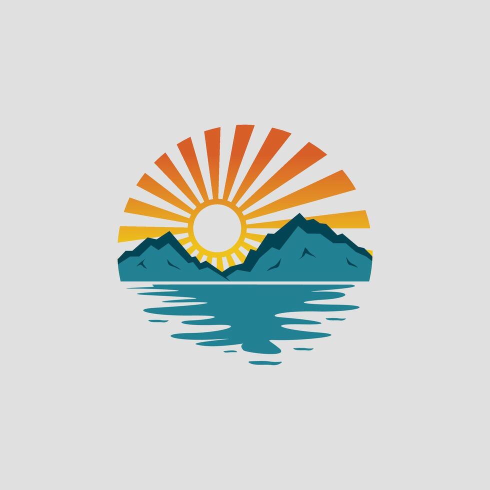 beach summer escape to paradise illustration logo design vector