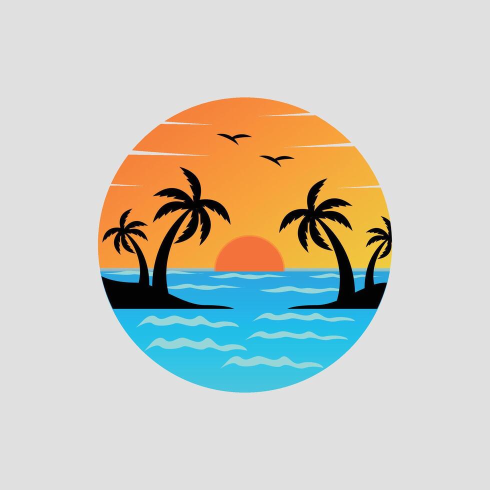 simple illustration summer scenery logo graphic design icon template vector
