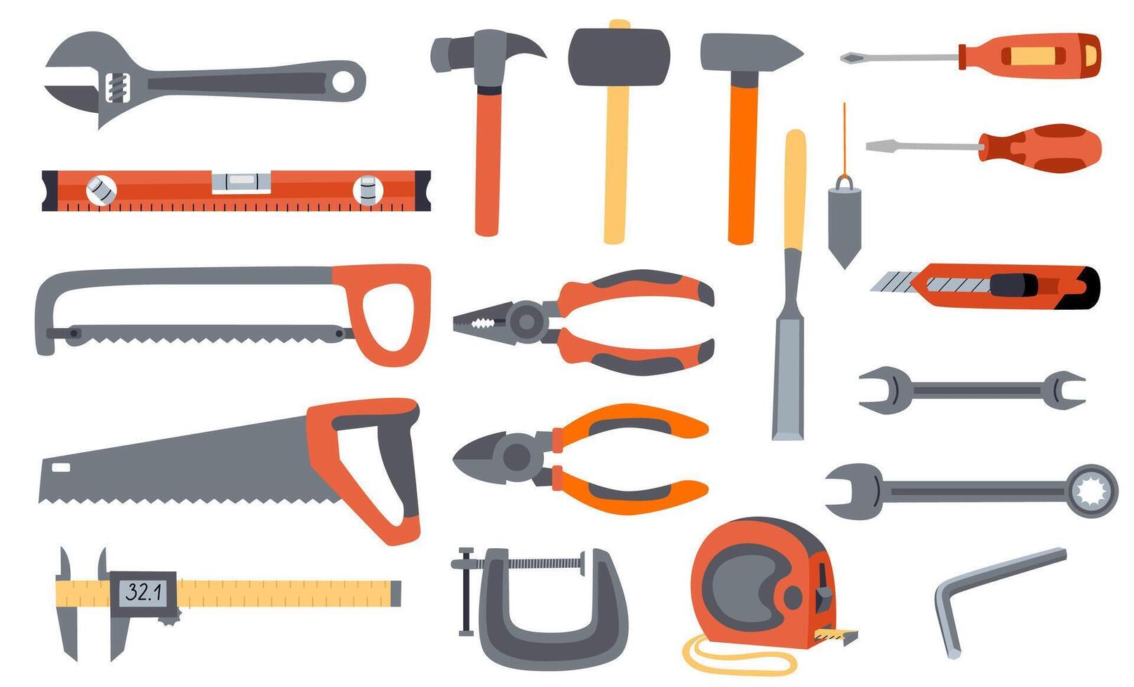 various hand tools for DIY projects vector