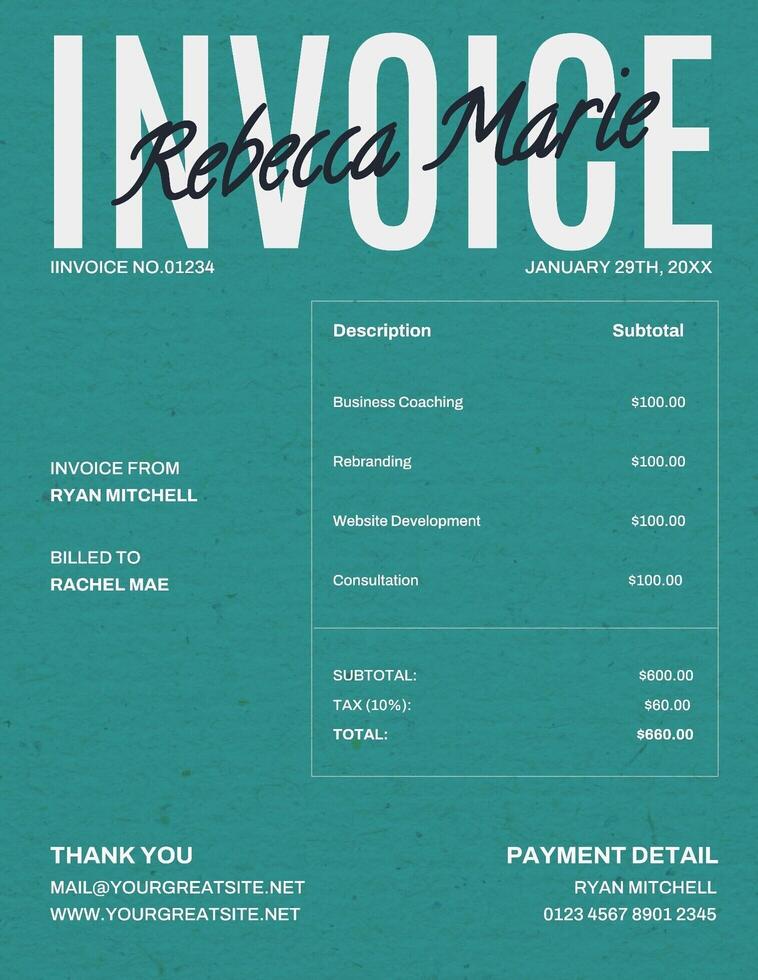 minimalist blue invoice template design ideas