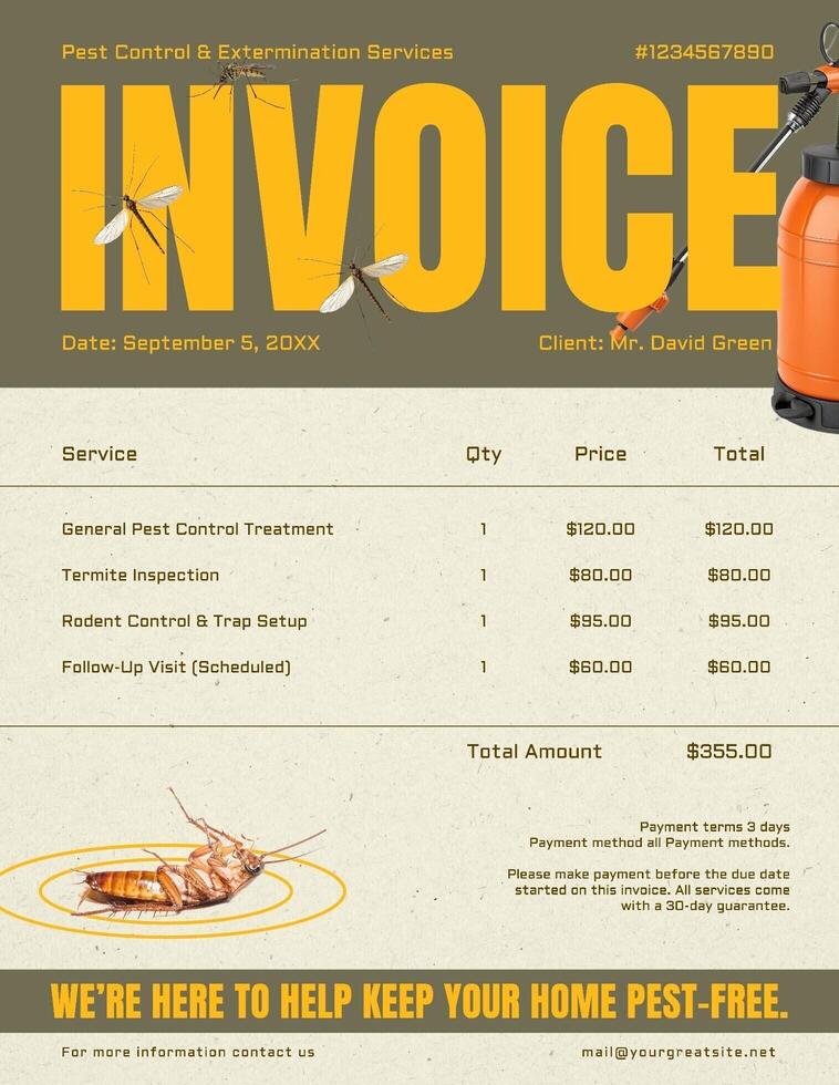 pest control invoice template for business