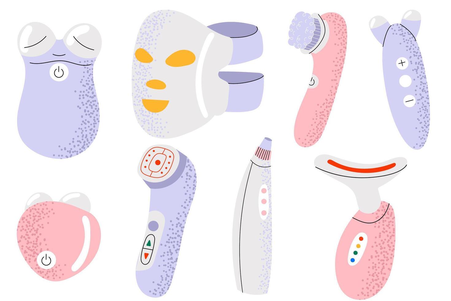 Collection of skincare devices and tools vector