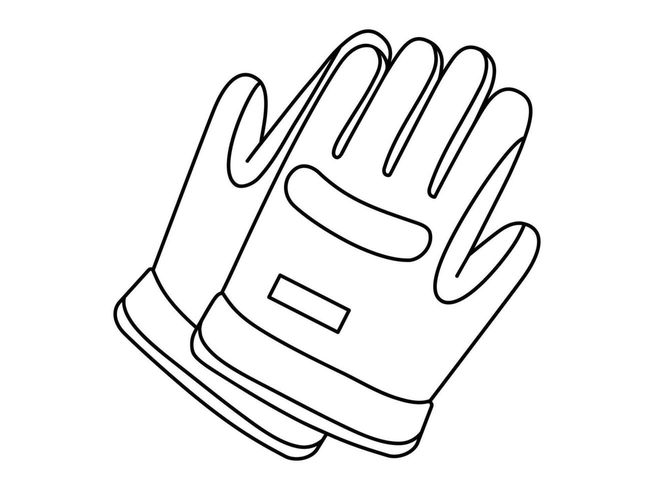 Hand drawn cute outline illustration of safety gloves. Flat protection covering for hands line art doodle. Construction uniform sticker. Support service icon. Settings fix problem. Isolated. vector