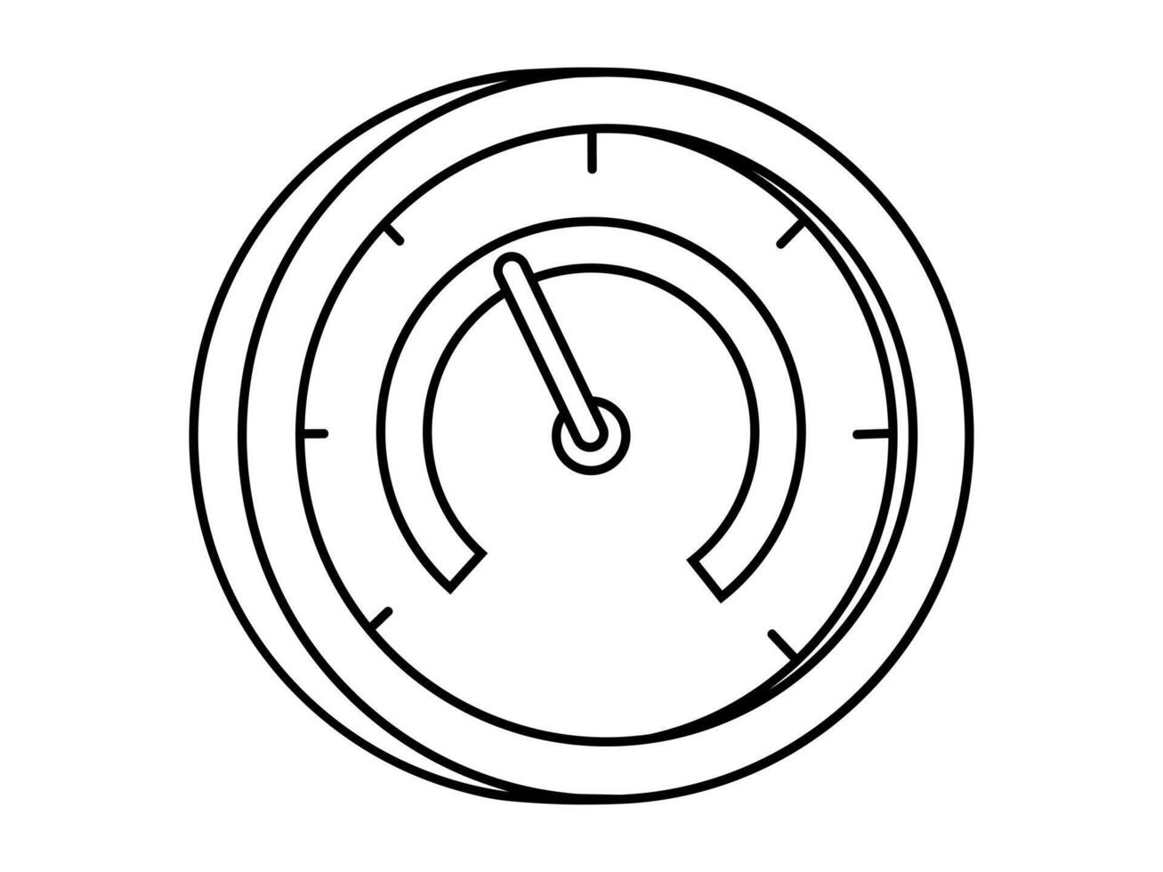 Hand drawn cute outline illustration of rating scale. Flat speedometer with indicator line art doodle. Credit score icon. Progress assessment. Measuring financial risks. Quality bar. Isolated. vector