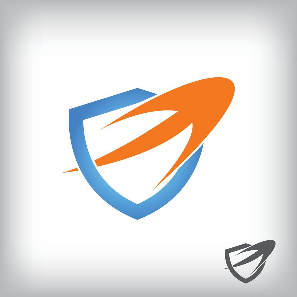 Protection barrier arrow target logo. Unique design identity. Geometric safety flat logo template. vector