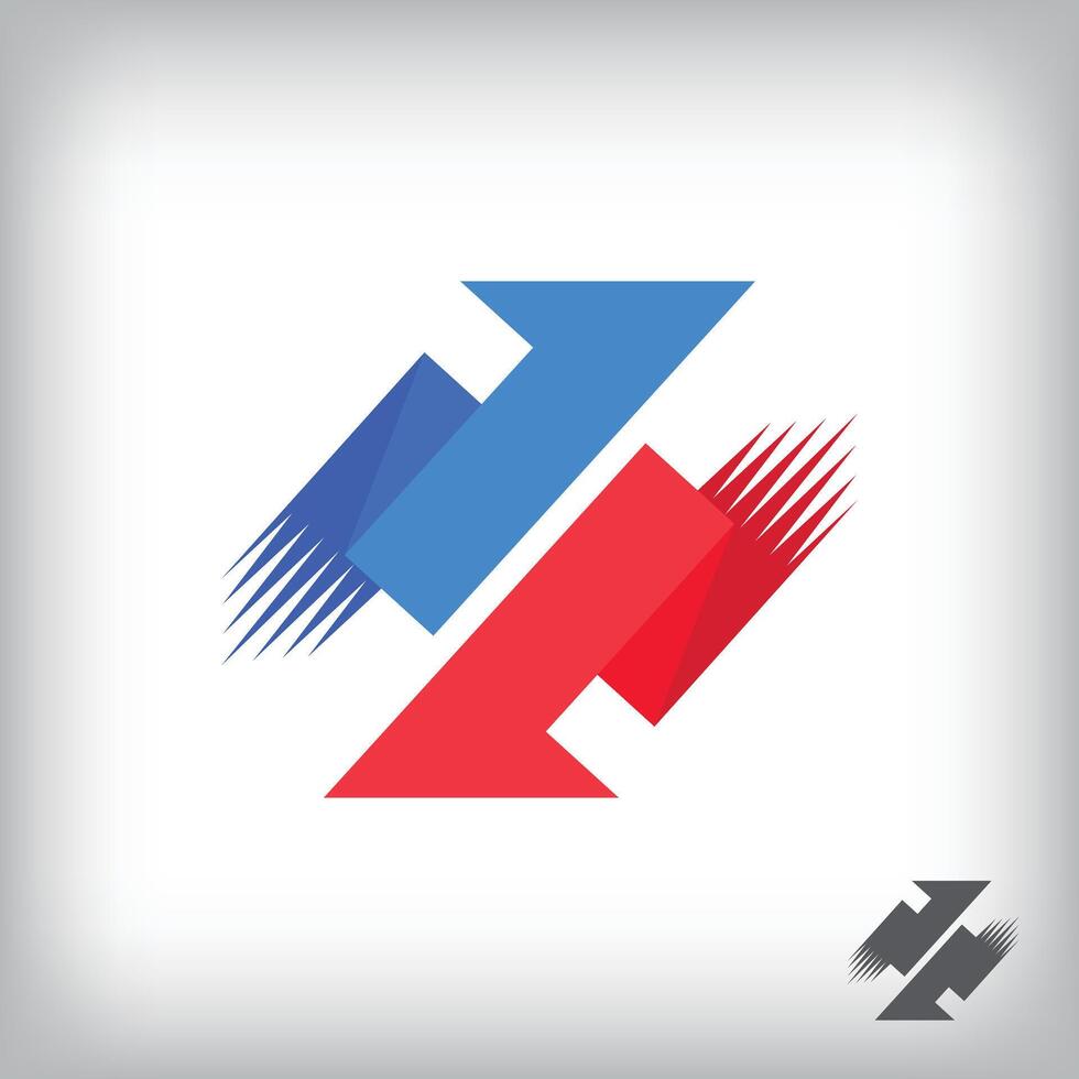 Forward and backward arrow sign logo. Unique design identity. Geometric transfer flat logo template. vector
