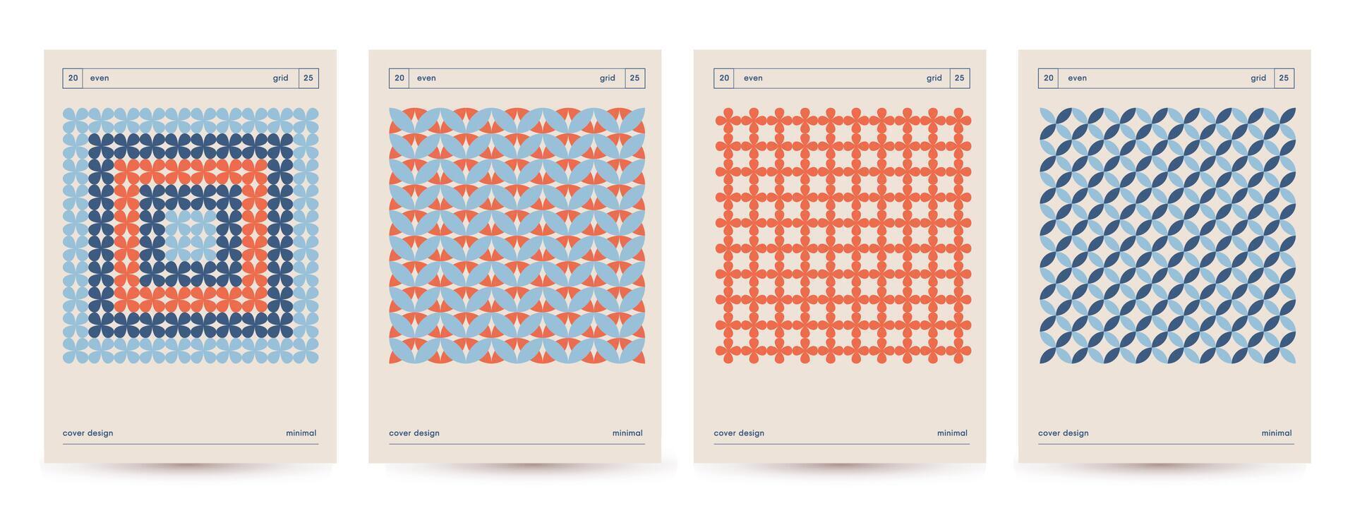 Colorful neo geometric posters or covers set. Grid with color geometrical shapes. Modern abstract promotional flyer background illustration. Neo Geometric template poster, brochure vector
