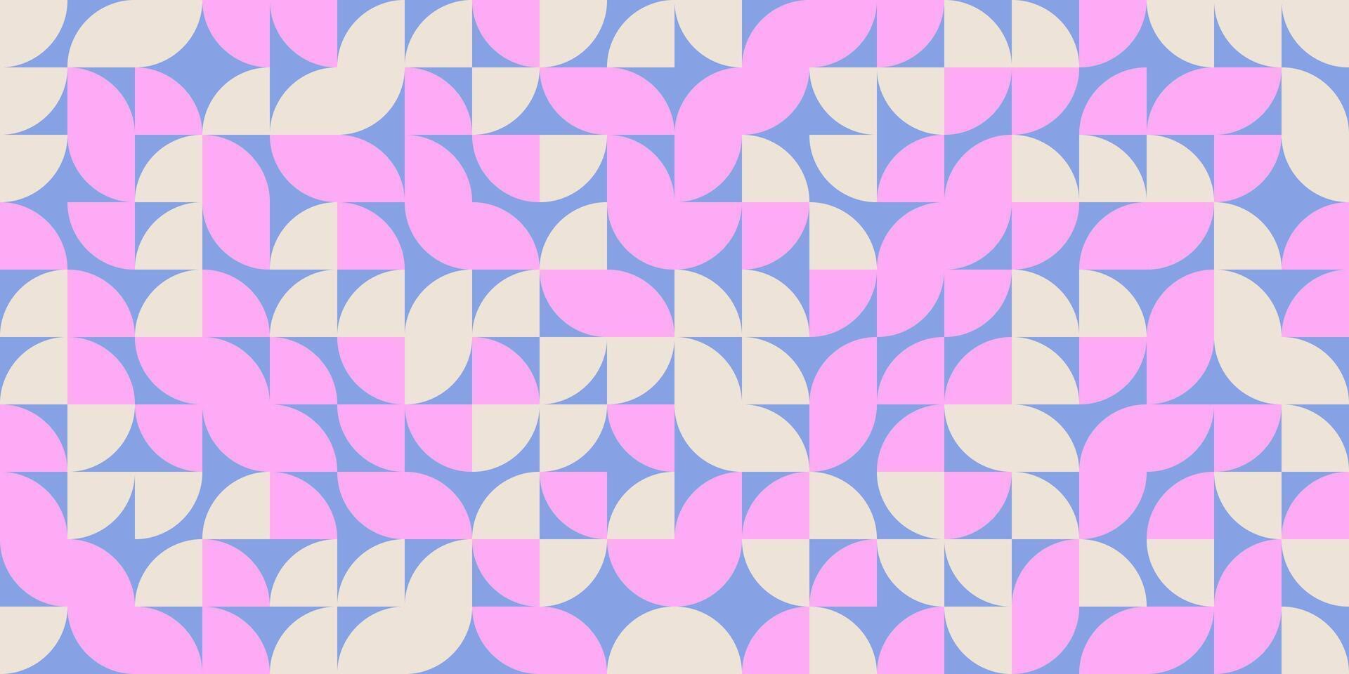 Abstract vintage geometric seamless pattern in Bauhaus style with vibrant colors and shapes. Simple 80s background. vector
