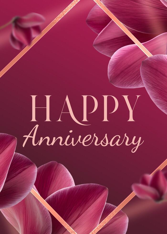 Elegant Magenta Anniversary Greeting Card template