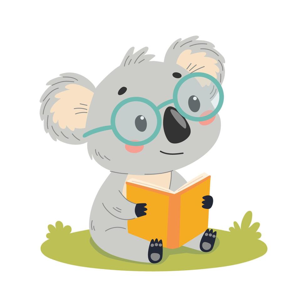 Koala reading a book vector