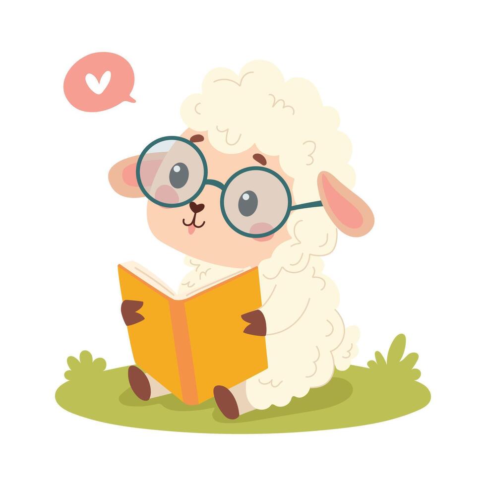 Sheep reading a book vector