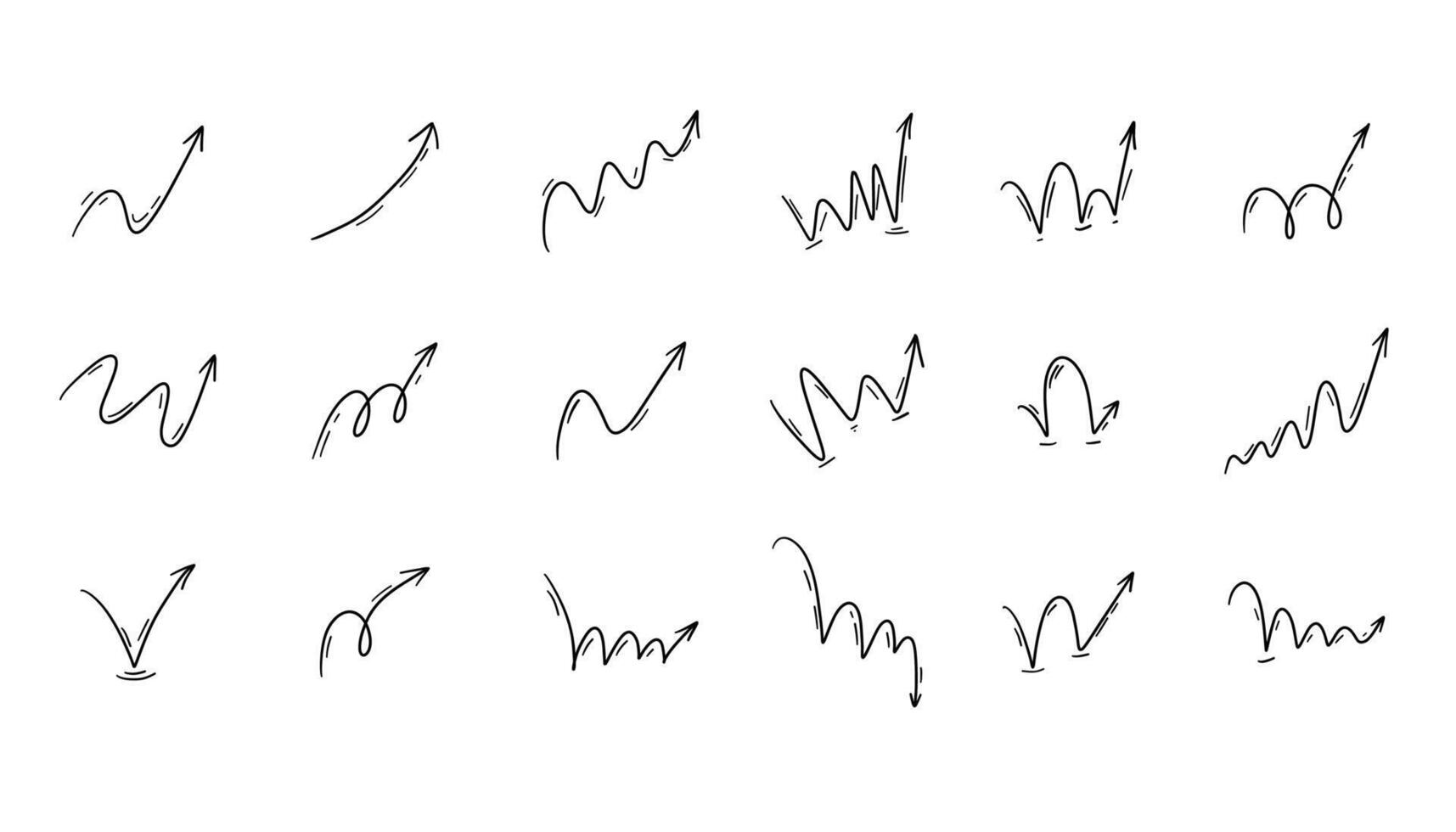 Set of hand drawn arrows. illustration. Isolated on white background. vector