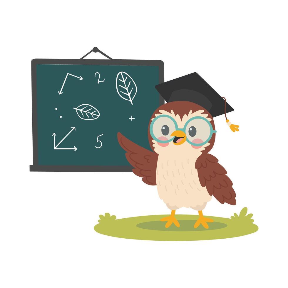 cartoon owl teacher vector