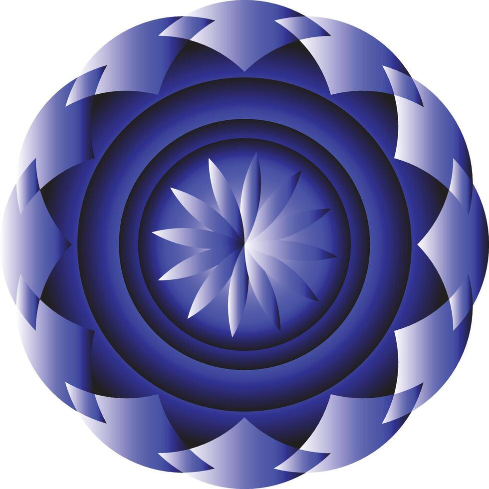 Elegant Blue Mandala with Intricate Floral Design vector