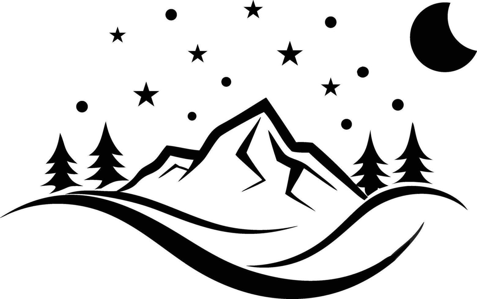 A beautiful vibrant ultra clear hillside Magical nigh view landscape vector