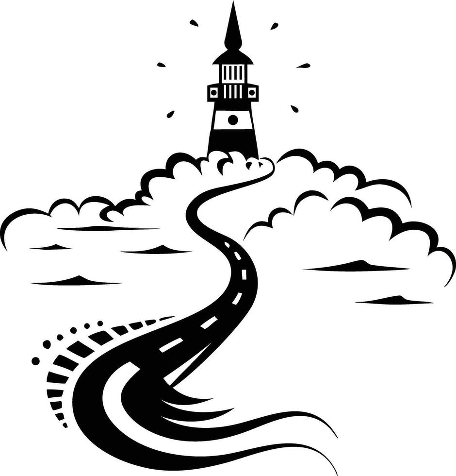 Lighthouse Guiding the Path through Clouds vector