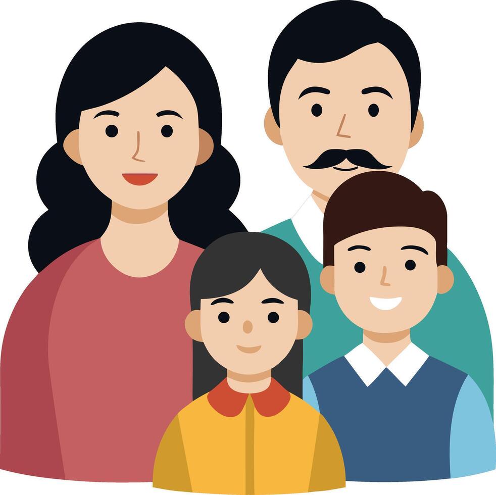Happy Family Portrait Parents and Two Children vector