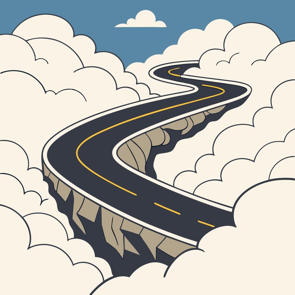 Road through the clouds A surreal journey vector