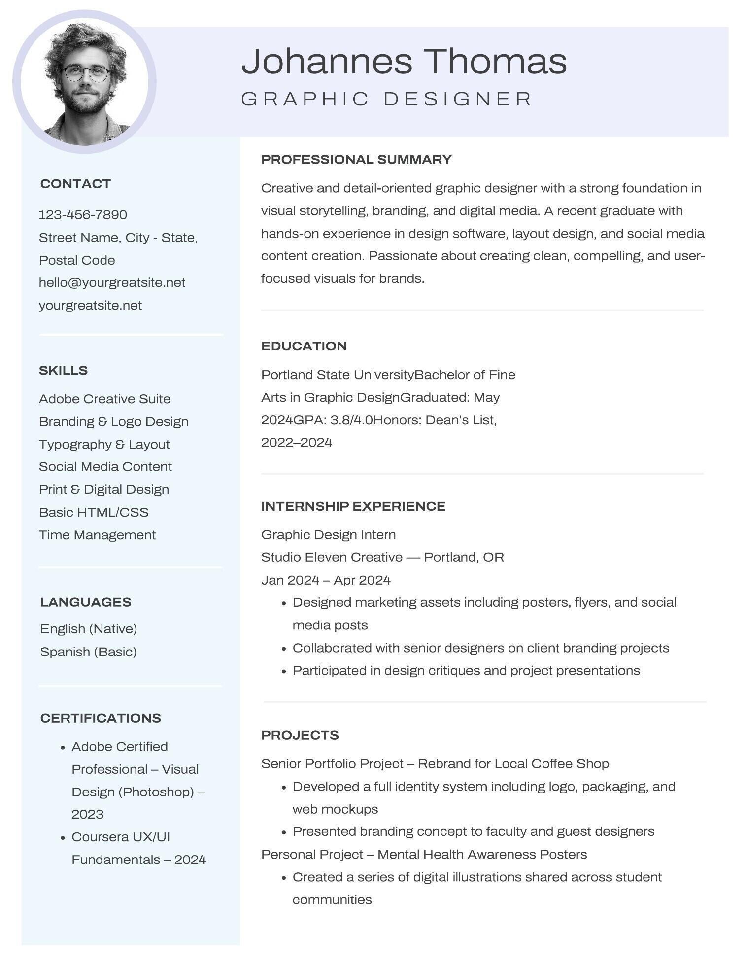 Fresh Graduate Resume Graphic Designer - Fresh Graduate Resume Graphic Designer Free Editor Template