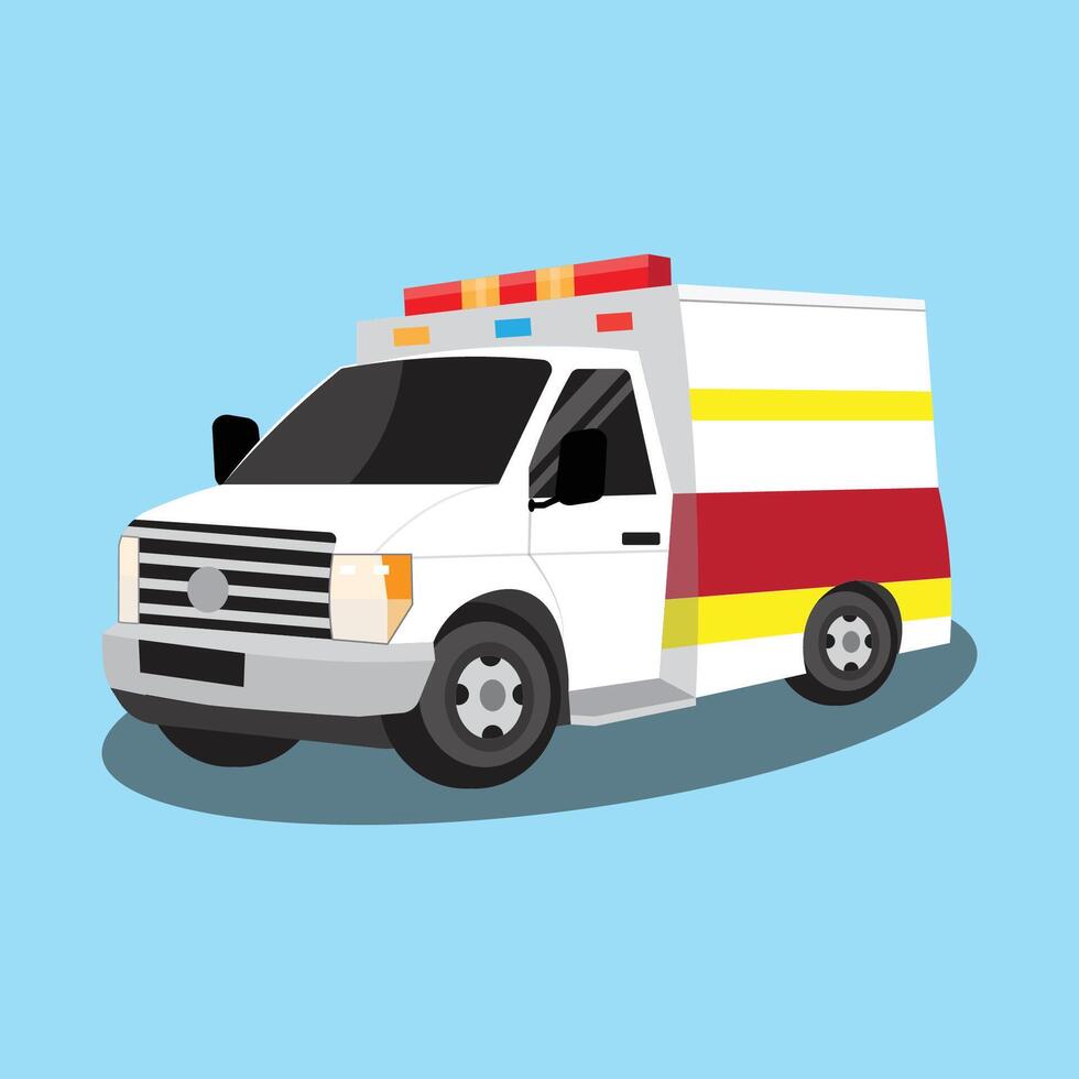 ambulance car with blue background vector