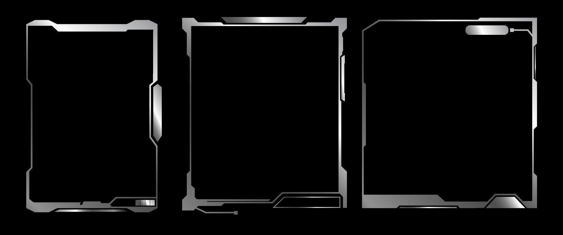 Silver Cyber frame design, Cyberpunk, Futuristic frame fro use vector