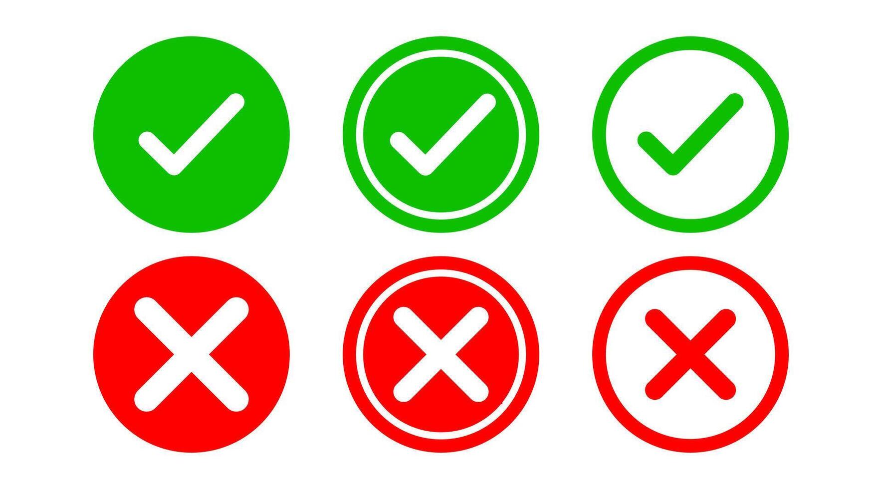 Isolated Green and Red Chec Mark design, Round Tick symbol, Yes and No Sticker, Clip art illustration, Editable vector