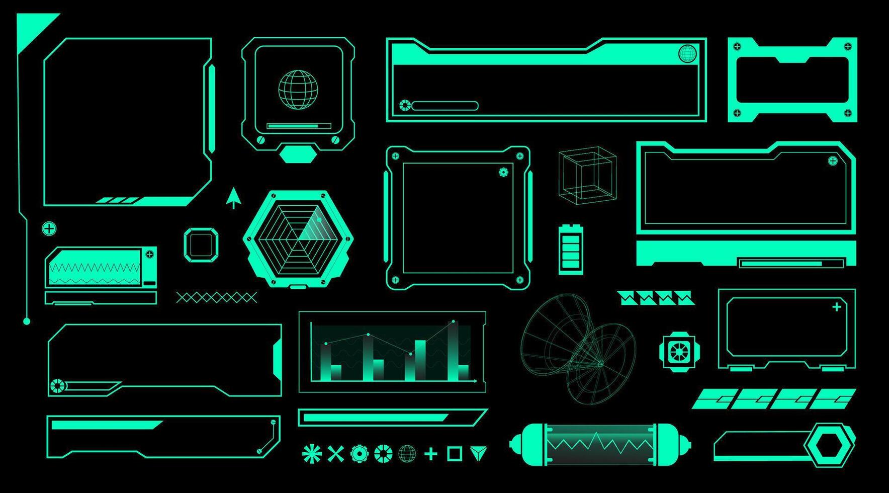 Cyberpunk and Elements,Green Futuristic style vector