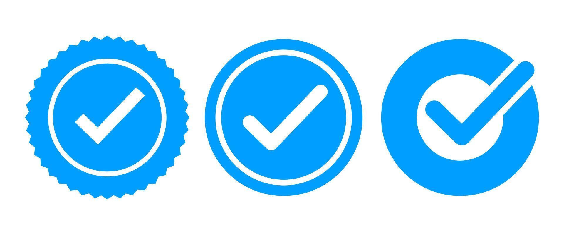 Isolated Blue Check Mark icon set, Choice, Vote, Tick, Approved graphic elements, Check Box illustration, Editable. vector
