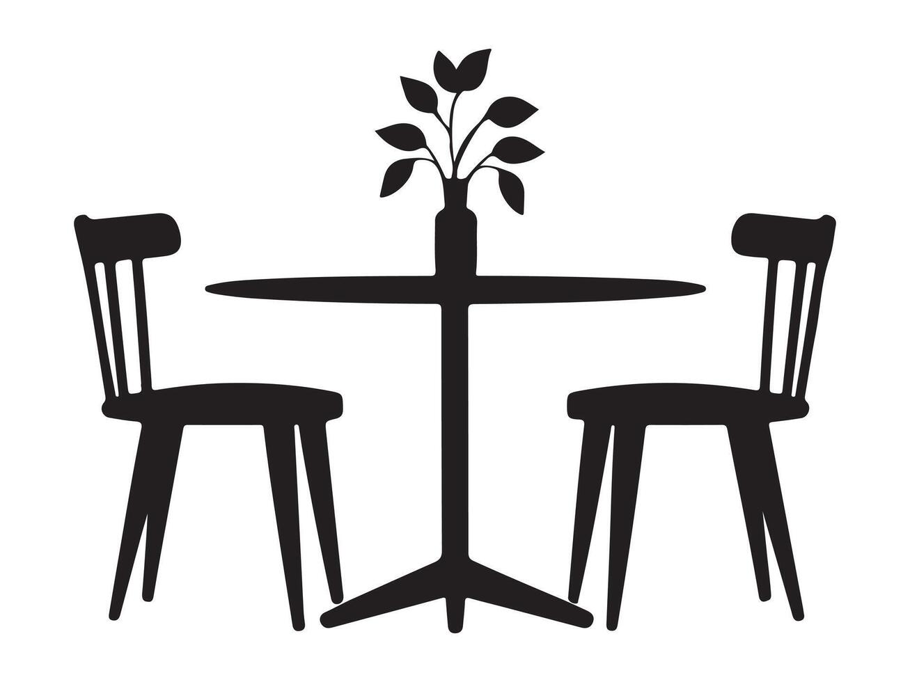 Simple Black Silhouette of a Two-Person Dining Set vector