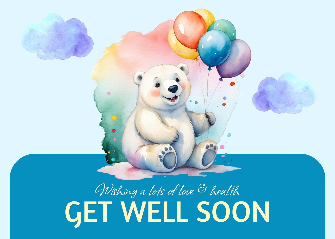 Baby Blue Get Well Soon Greeting Card template