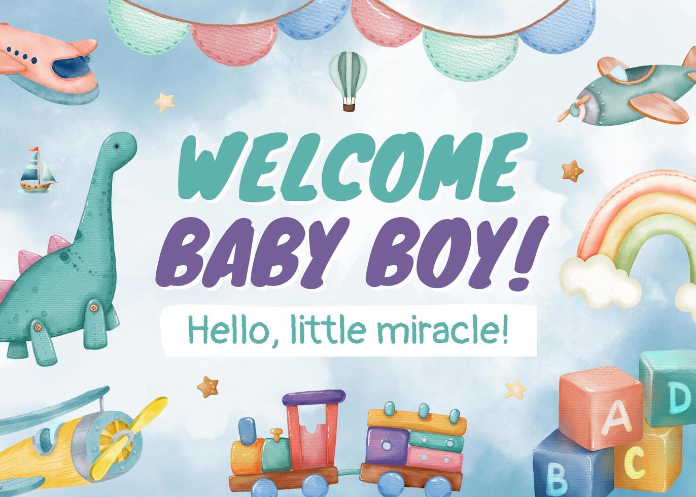 Cute Greeting Card Baby Boy template
