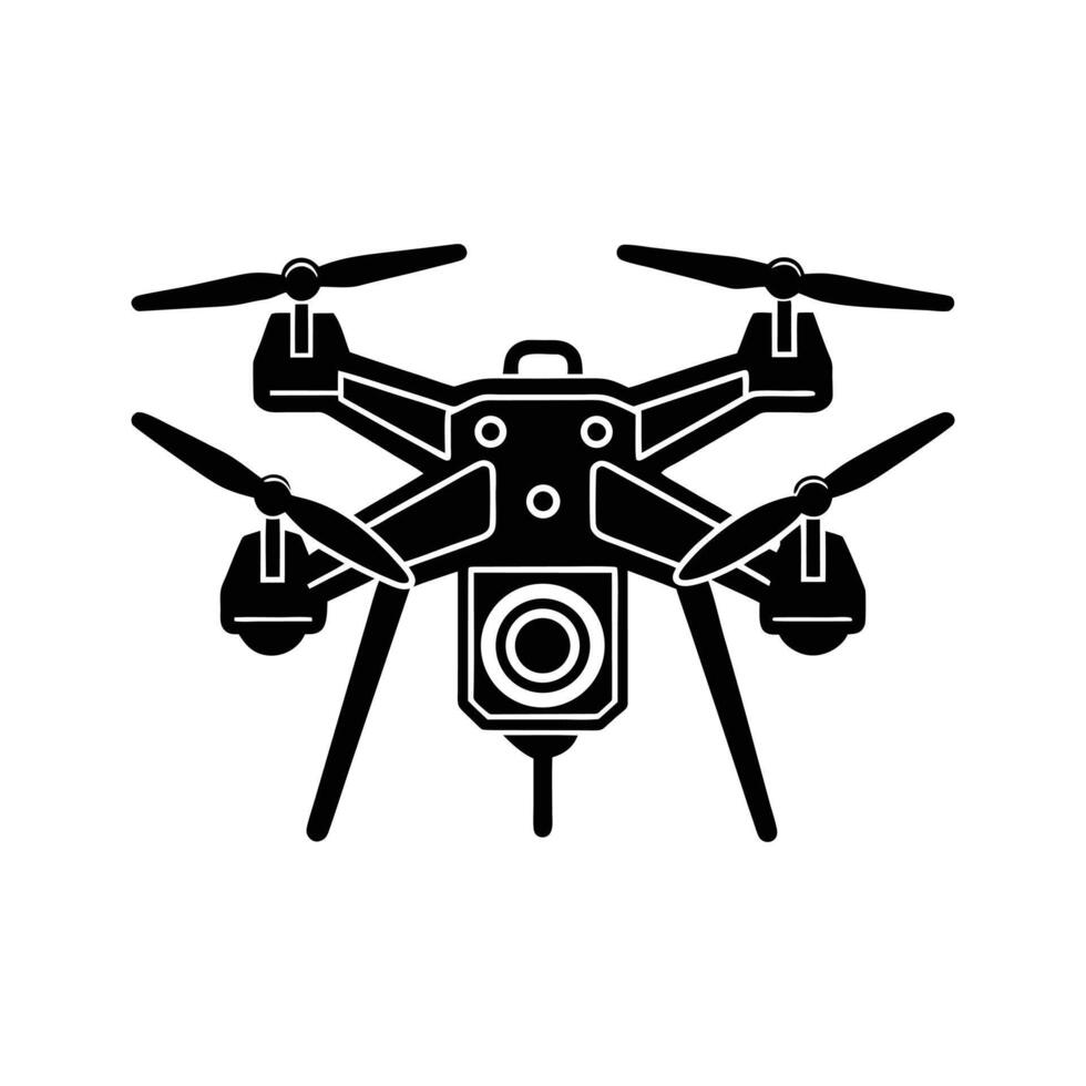 Flying drone symbol with camera in minimal. vector
