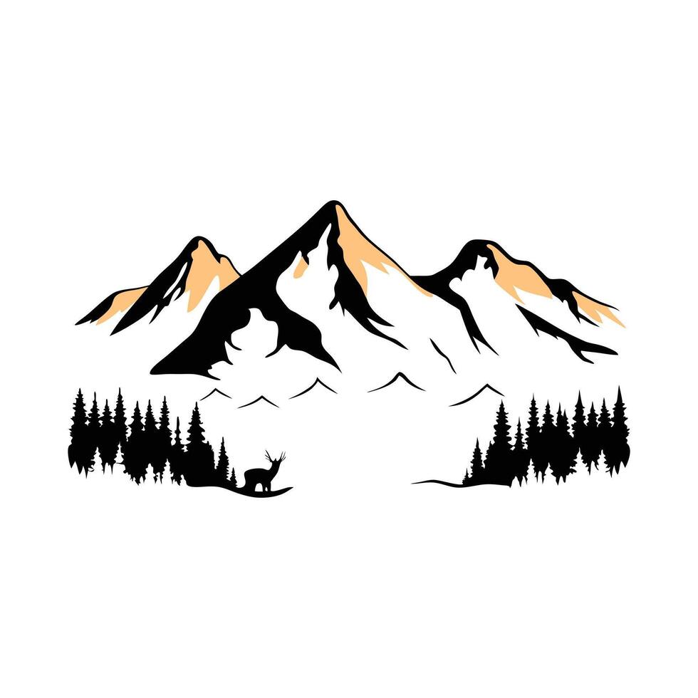 Discover bold black mountain silhouette in minimalist. vector