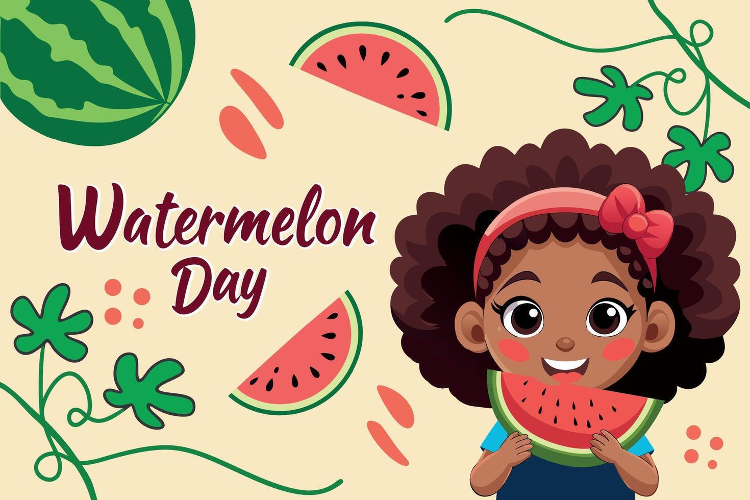 Child enjoying watermelon vector