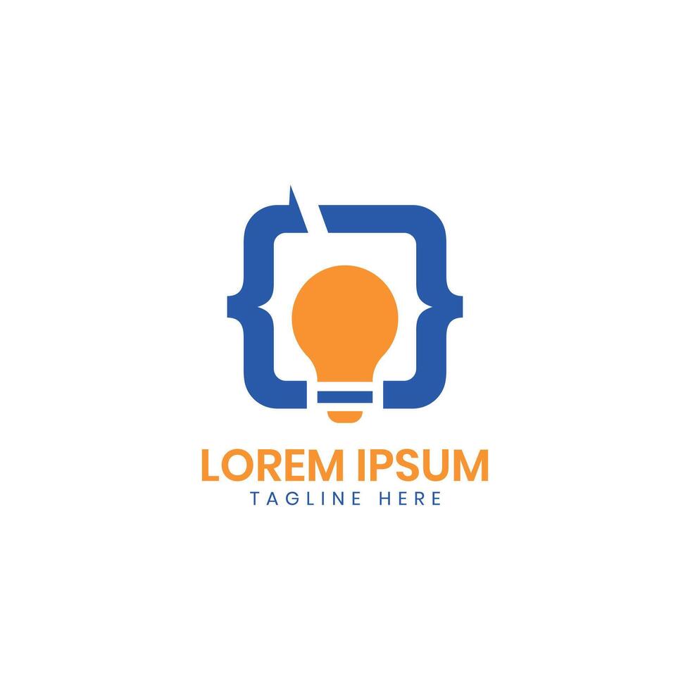 programming idea creative coding logo design bulb codes technology developer vector