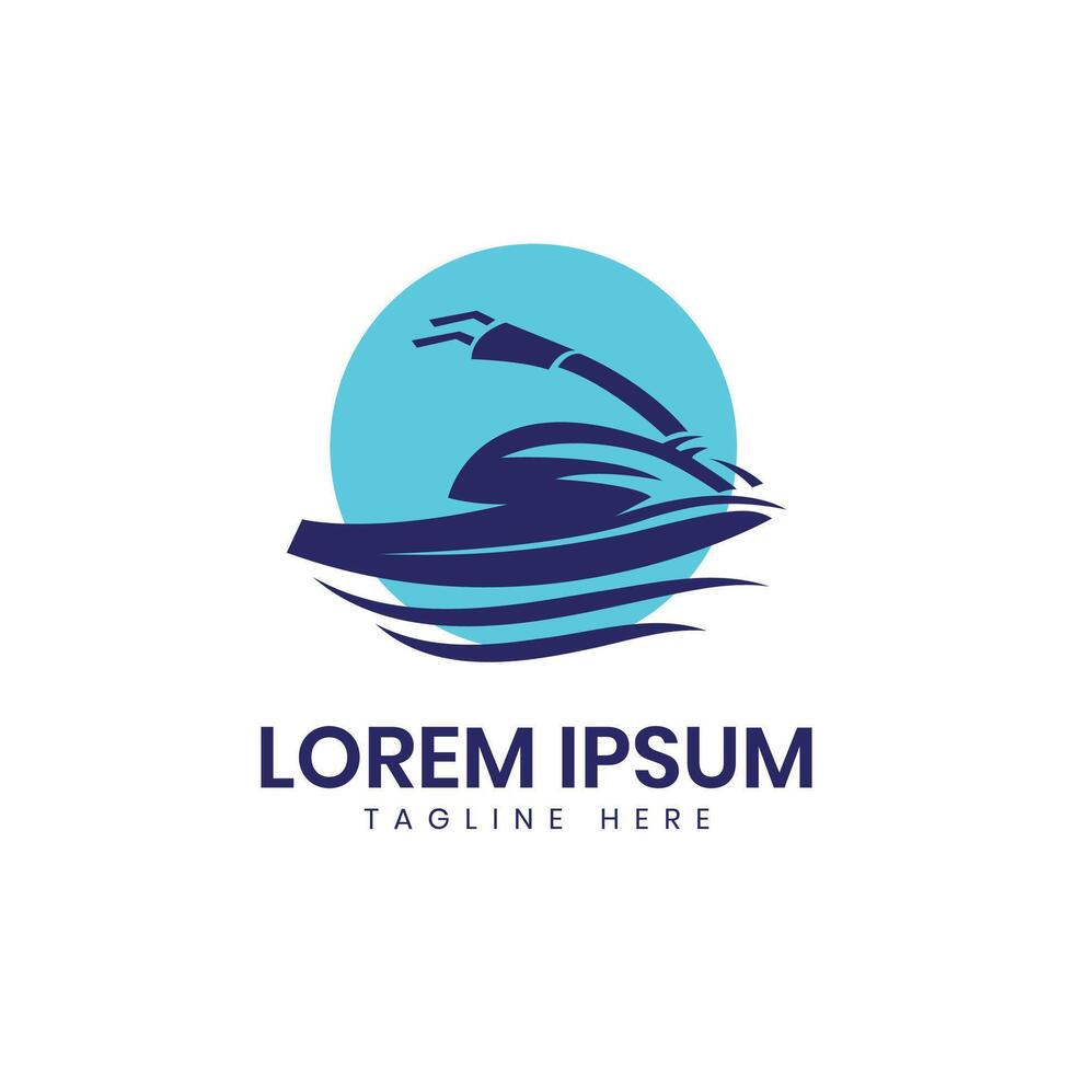 jet ski creative logo design modern minimal concept beach ocean vacation travel vector