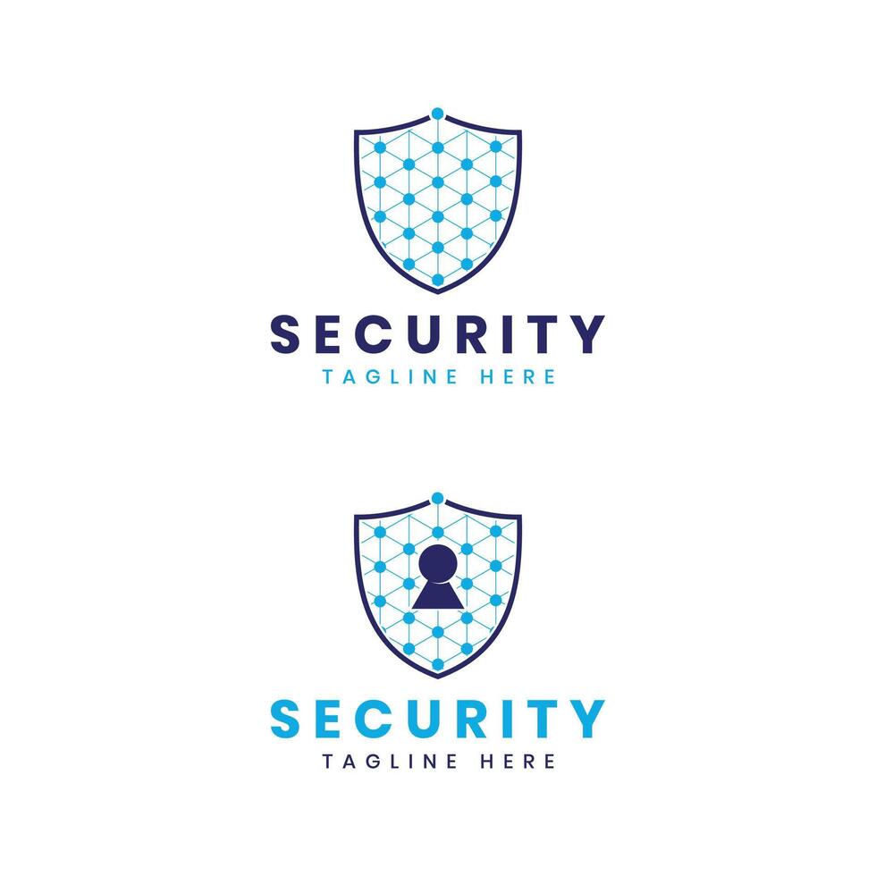 security technology logo design dots lock shield network cyber vector