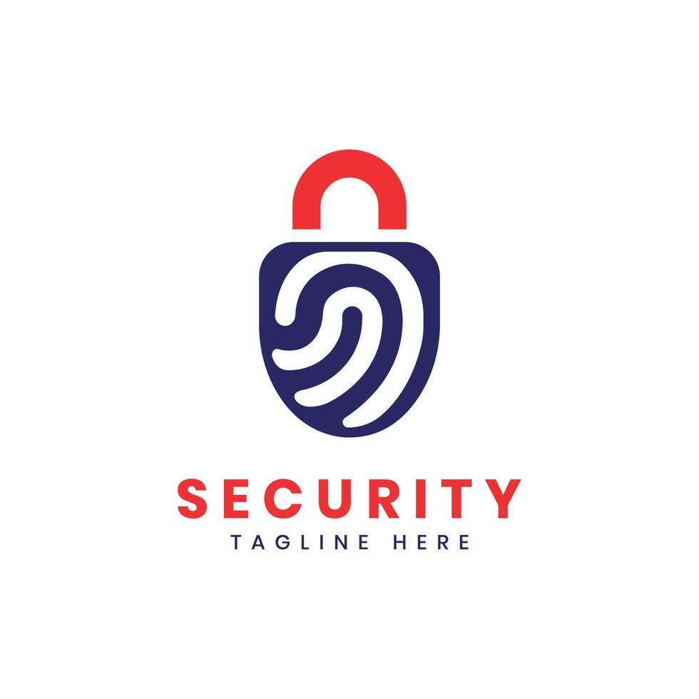 lock fingerprint security logo design biometric guard modern creative concept vector