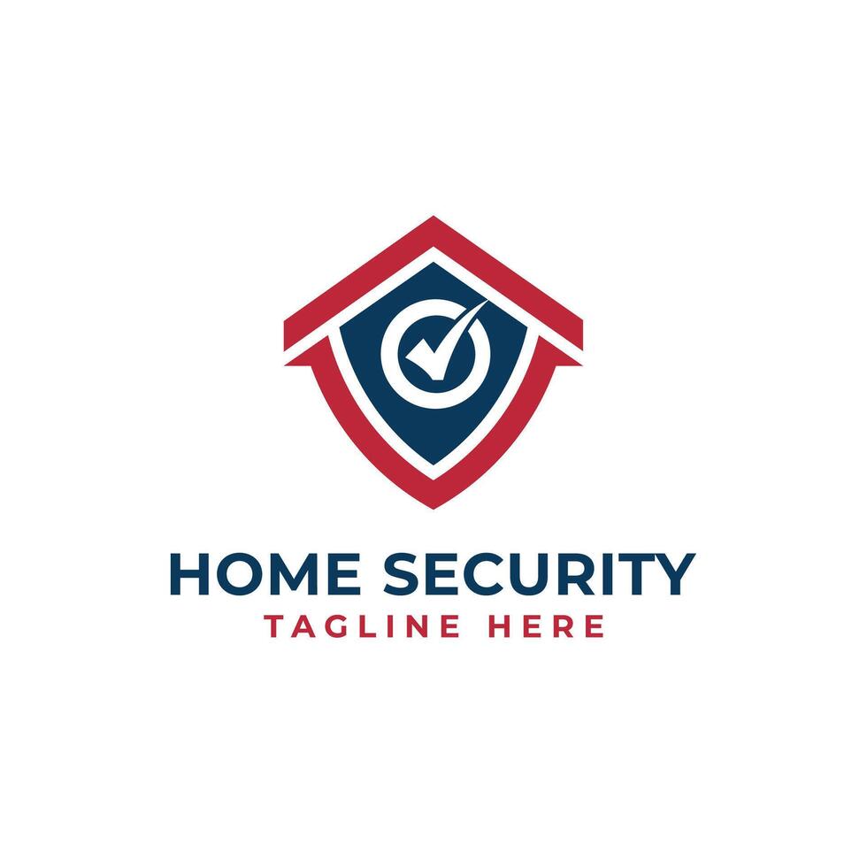 home security logo design modern house shield checkmark sign property safety real estate vector