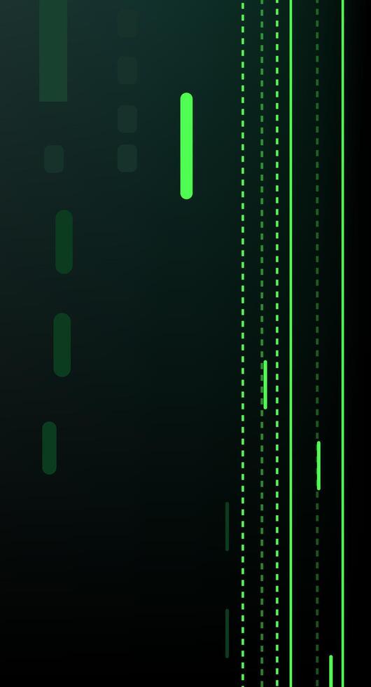 Digital data stream in futuristic cyberpunk style green and black color wallpaper background vector