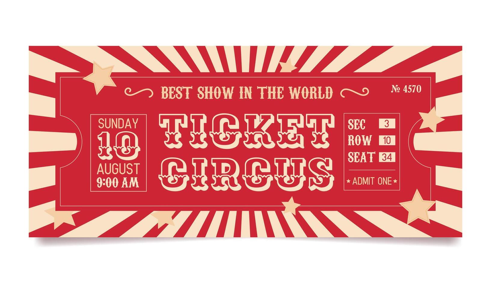 Retro circus ticket design, bright invitation to the show vector