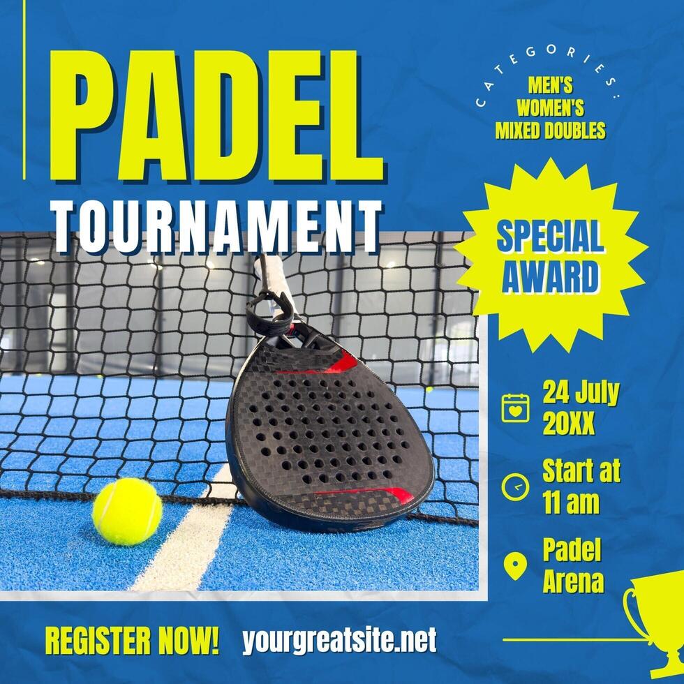 Blue Padel Tournament Instagram Post template