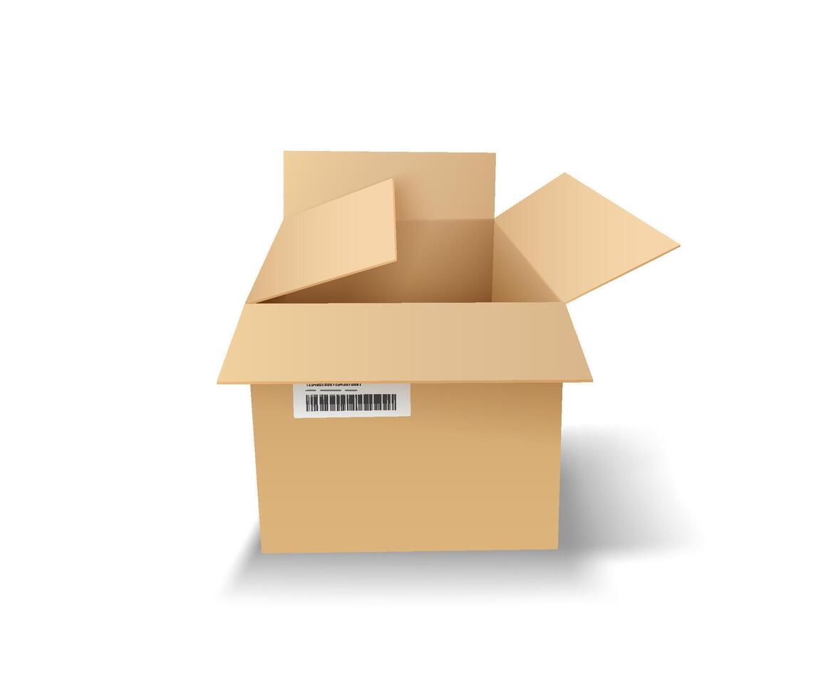 Open cardboard shipping box vector