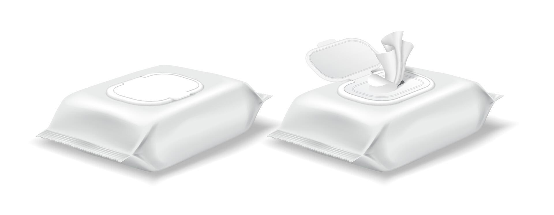 Cleaning wipes in white packaging vector