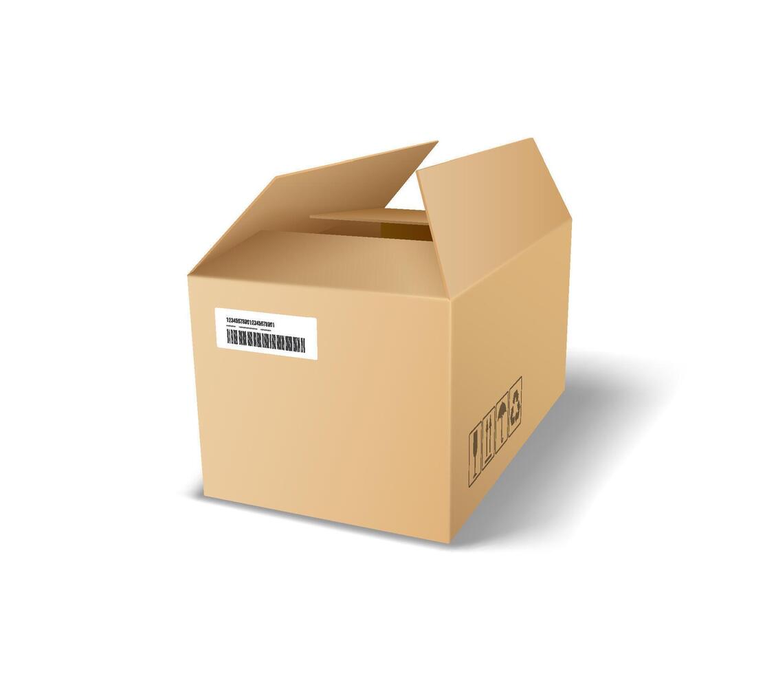 Open cardboard shipping box image vector