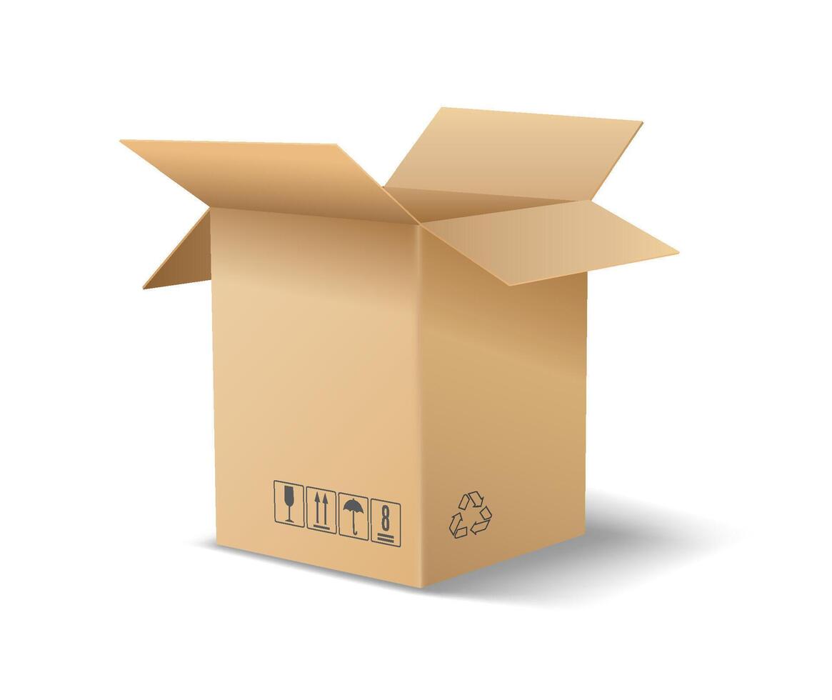 Open cardboard shipping box vector