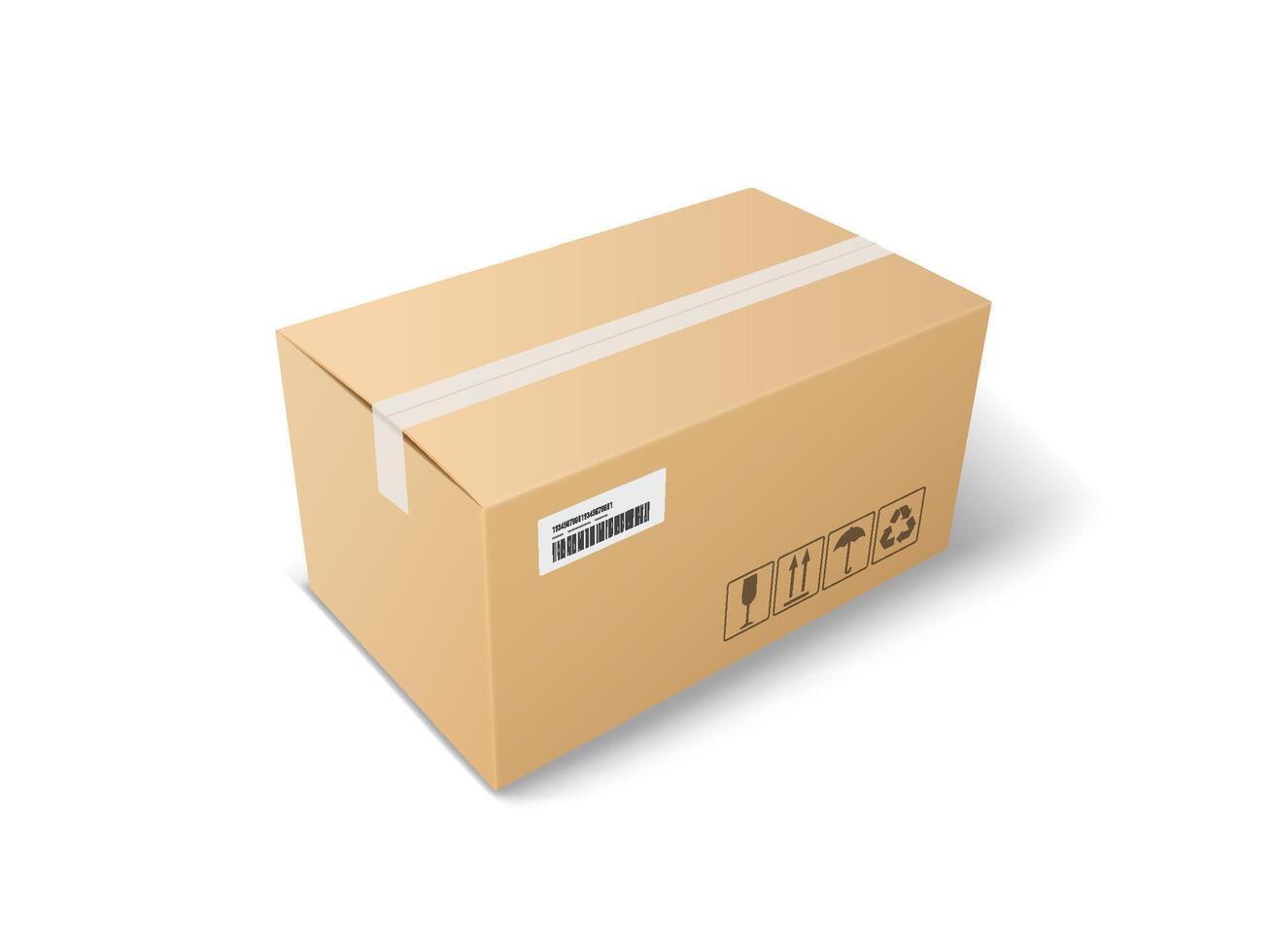 Brown cardboard shipping box vector